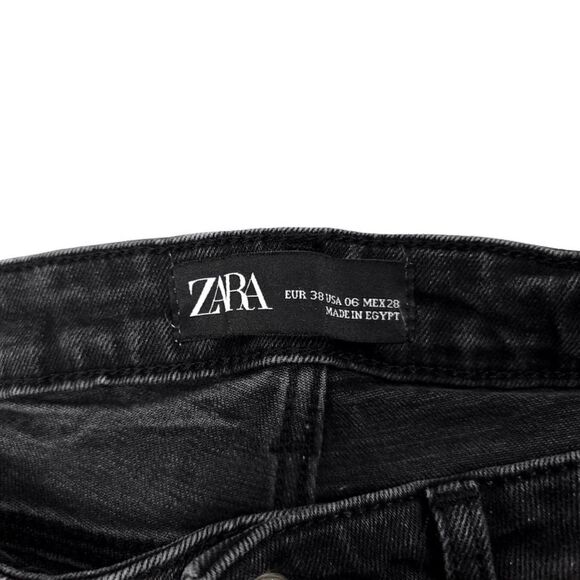 ZARA Raw Chewed Ankle Cropped High Rise Skinny Jeans Washed Black Y2k Grunge 6 - Picture 7 of 9